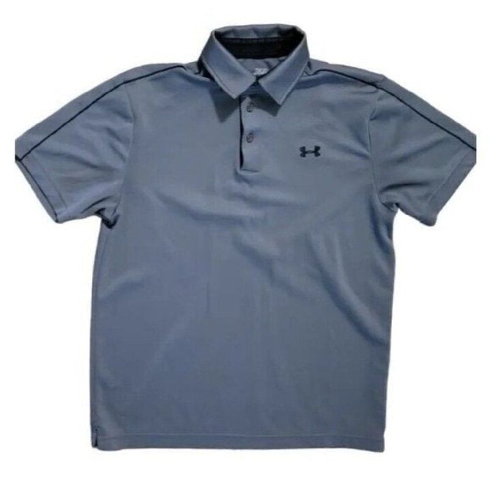 Under Armour Mens Polo Size Medium Heat Gear Short Sleeve Gray